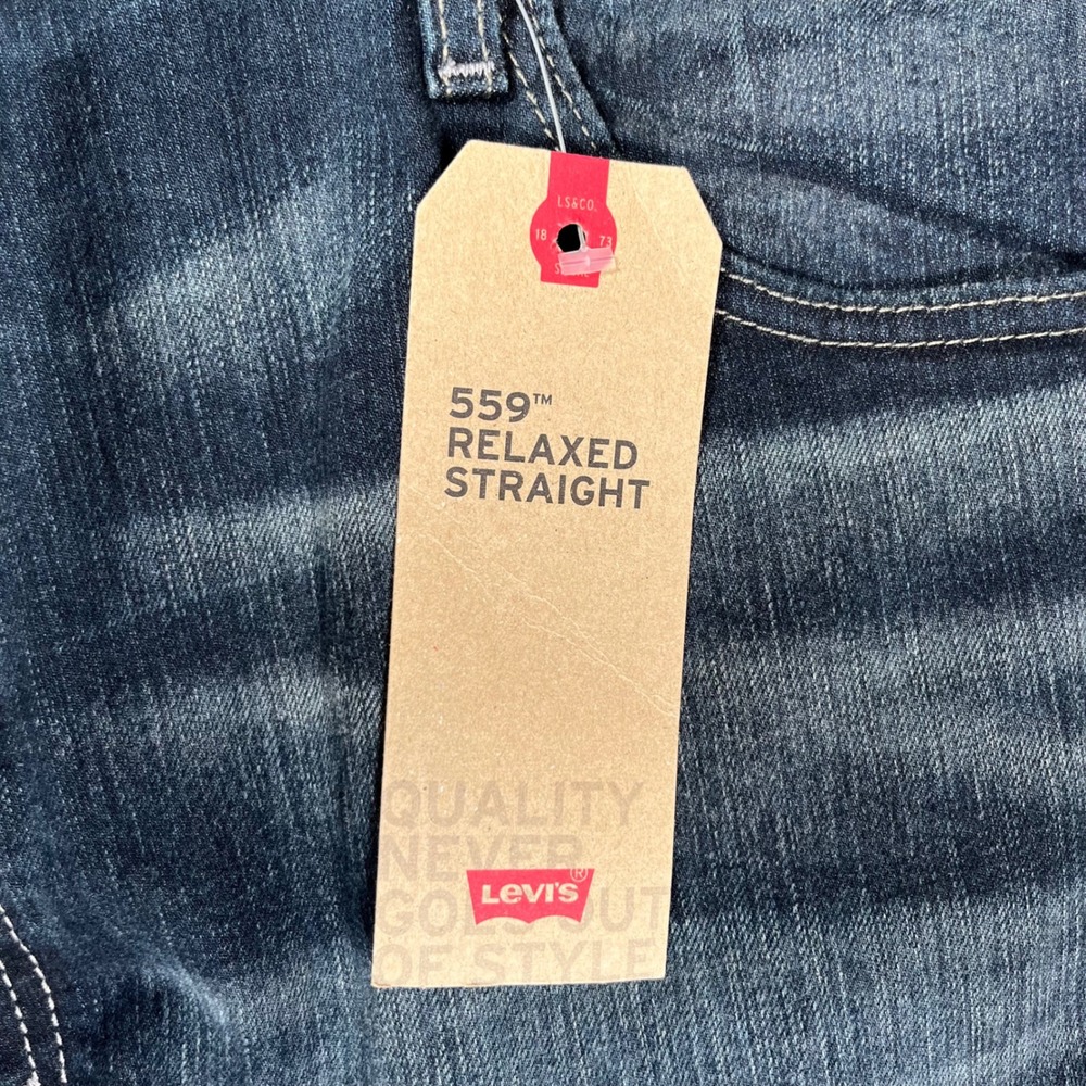 New Levi's 559 Relaxed Straight Jeans Mens 44x32 Blue Stretch Denim Casual NWT - Picture 10 of 11